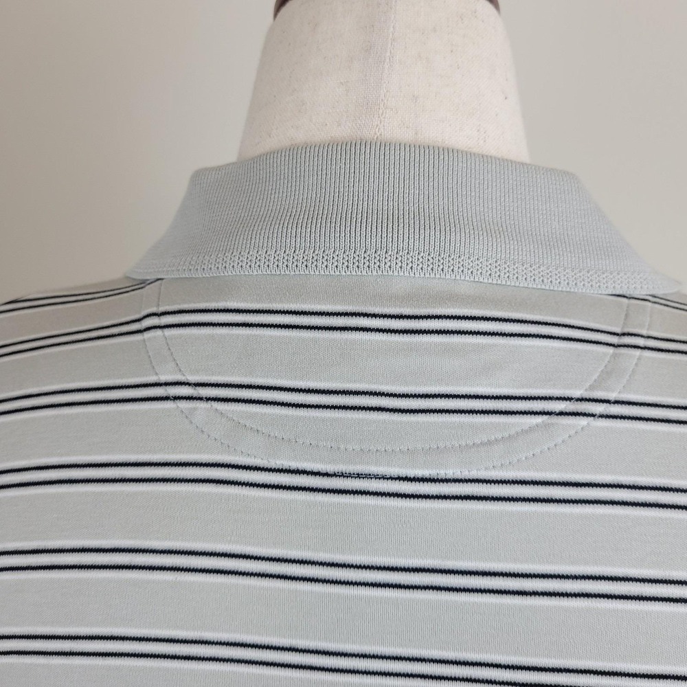 Vintage 90s Hathaway Polo Shirt Mens XXL grey Pima Cotton stripes 3 three button - Picture 13 of 16